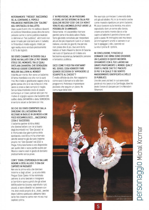 Primo Ballerino Michal Krcmar Proffessione Danza Teatro Opera
