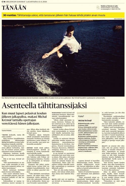 Helsingin Sanomat Michal Krcmar Principal dancer FNB