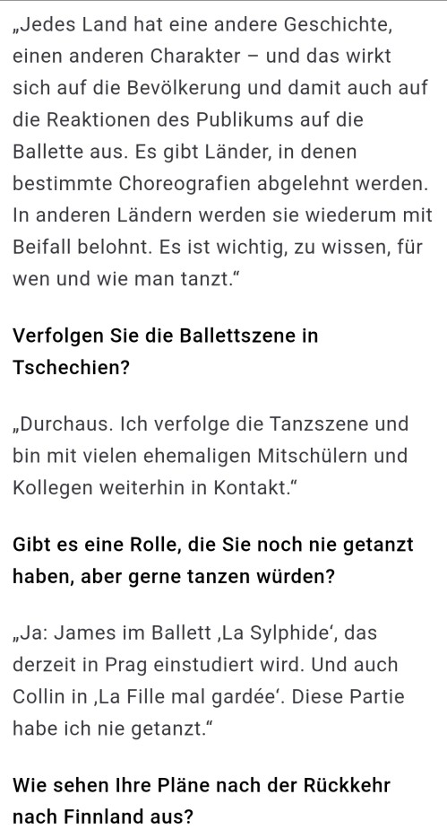 Ballettstar Vorstellungsgespräch auf deutsch Michal Krcmar