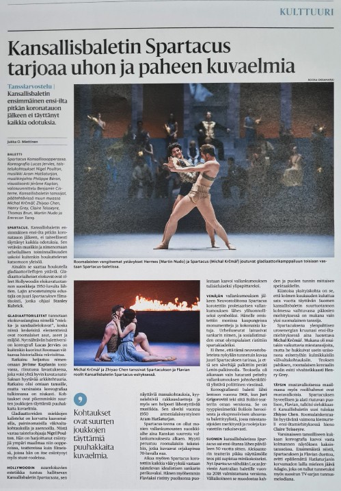Spartacus ballet Michal Krcmar Martin Nudo Helsingin Sanomat