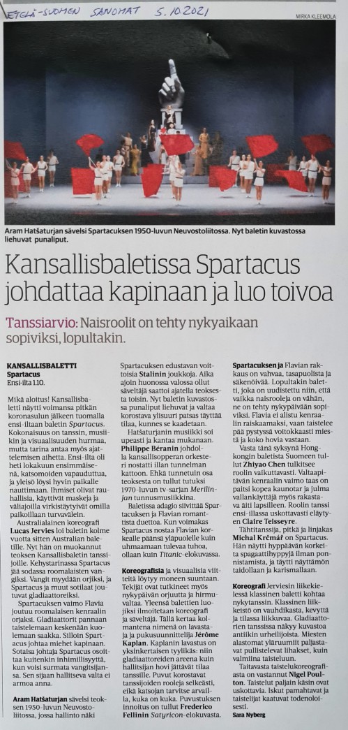 Spartacus ballet Michal Krcmar Lucas Jervies www.ess.fi