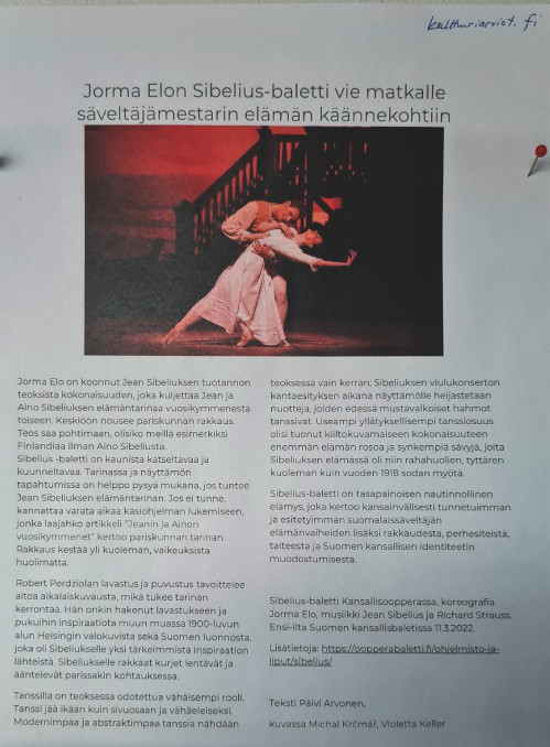 Sibelius ballet Michal Krcmar Kulturiarviot.fi oopperabaletti