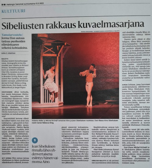 Sibelius ballet Michal Krcmar Helsingin Sanomat oopperabaletti 