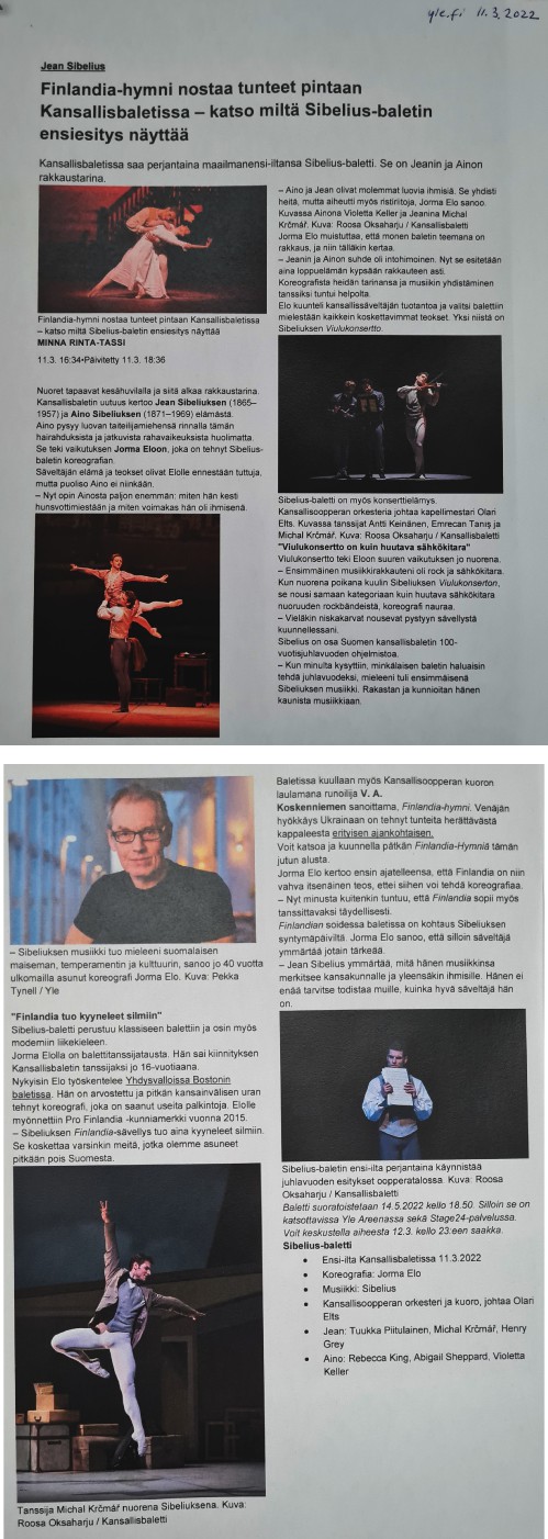 Sibelius ballet Michal Krcmar Yle.fi oopperabaletti