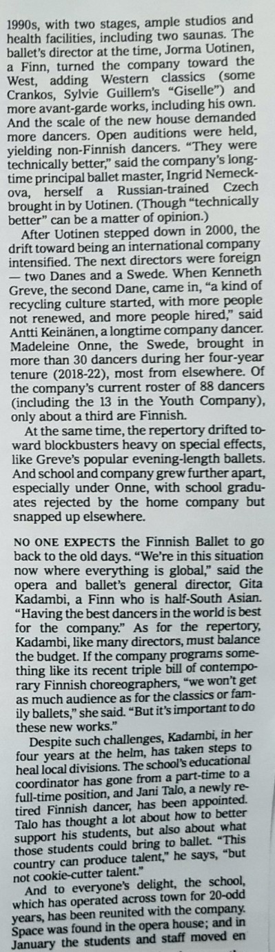 New York Times Finniah Ballet Michal Krcmar Principal dancer