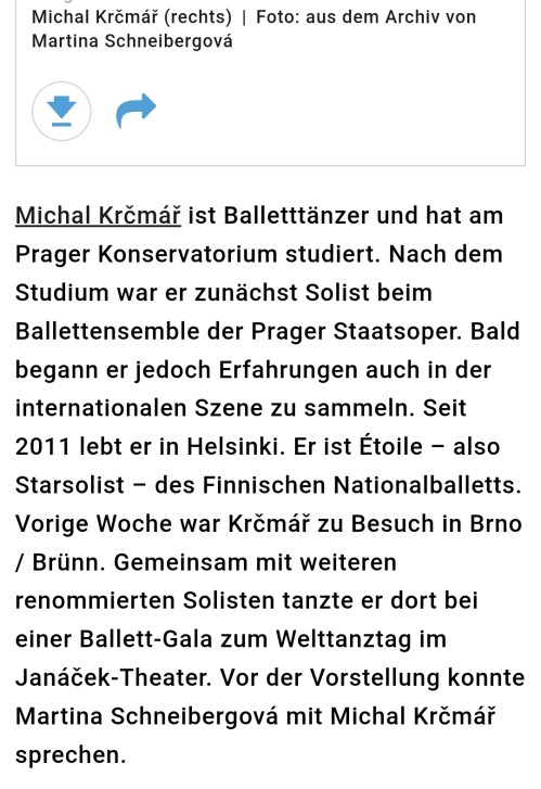 Ballettstar Vorstellungsgespräch auf deutsch Michal Krcmar